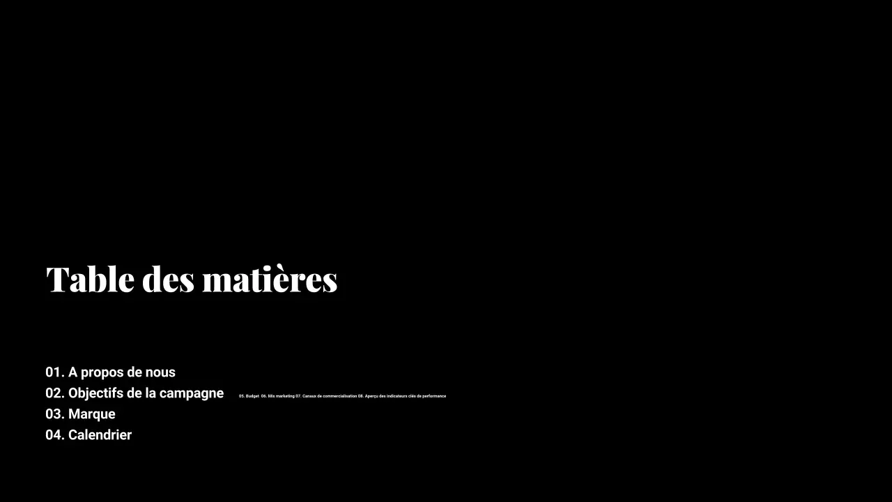 Présentation du plan marketing en dégradé noir et violet