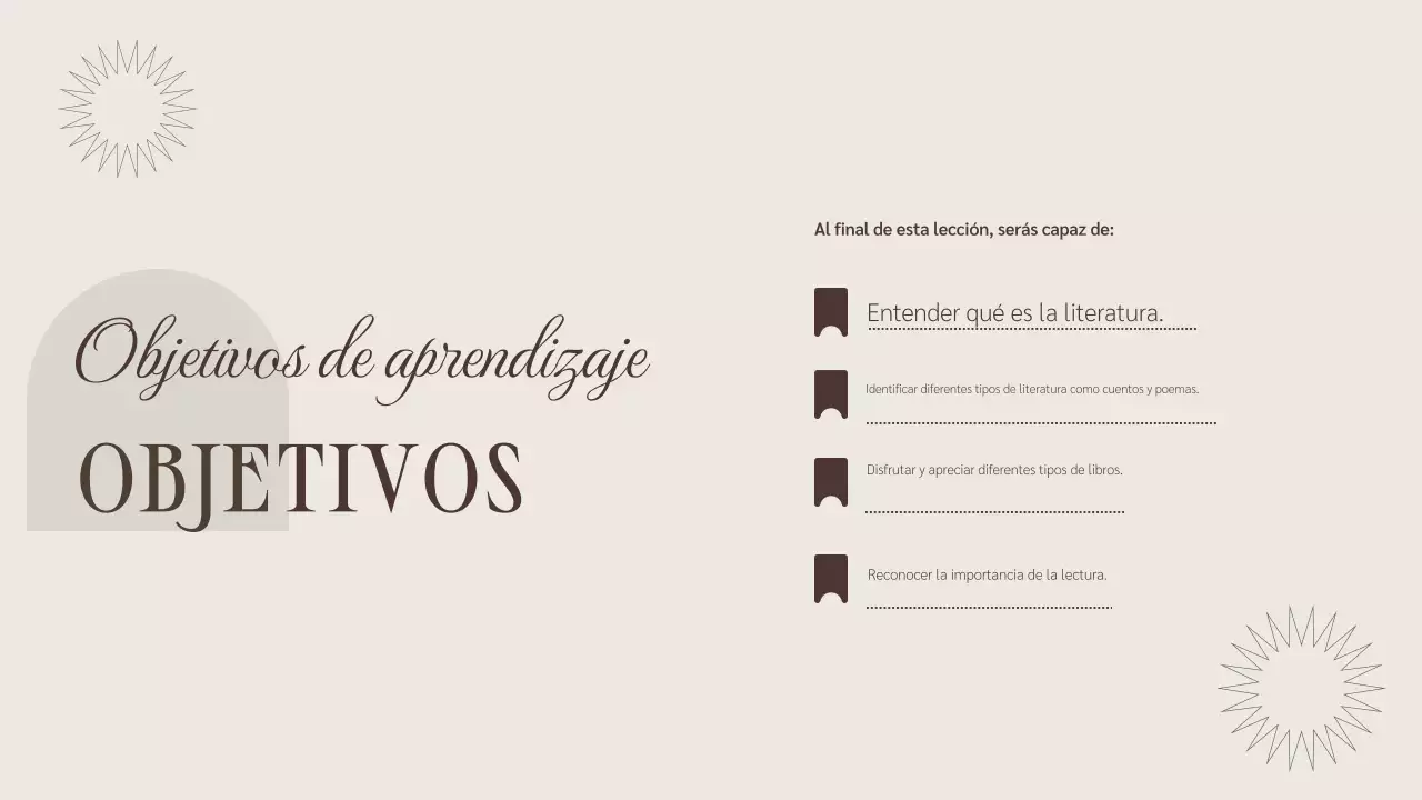 Presentación del Curso de Literatura Minimalista Marrón Beige