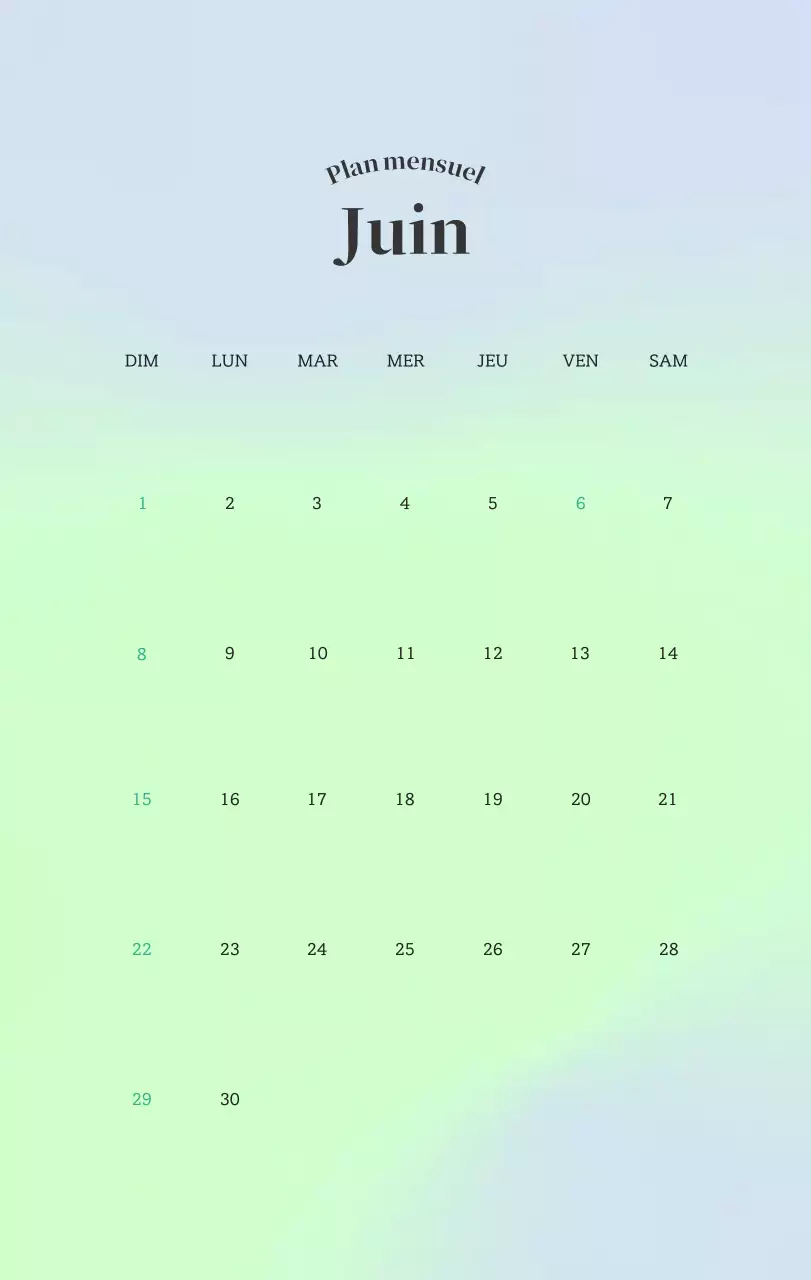 Calendrier minimaliste dégradé