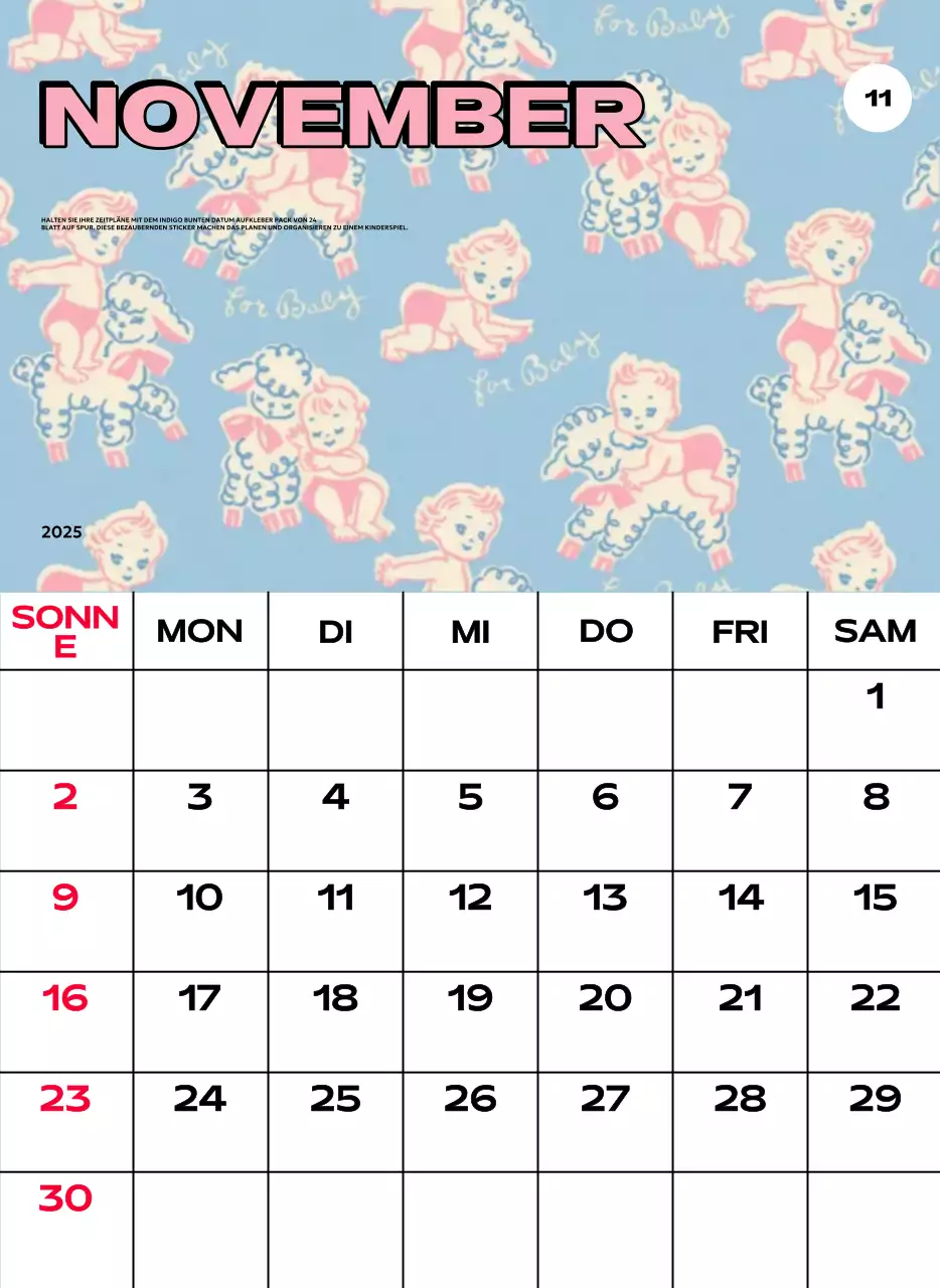 Bunte Kalender mit einer Vielzahl von Retro-Illustrationen