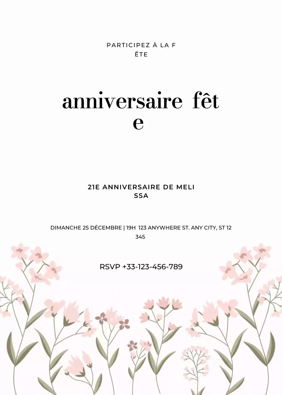 invitation d'anniversaire élégante et blanche