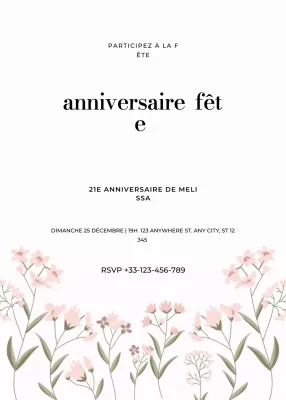 invitation d'anniversaire élégante et blanche