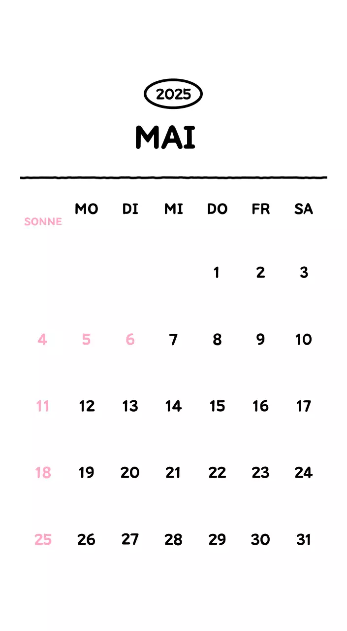 Illustrierter Kalender mit schönem Linienstil