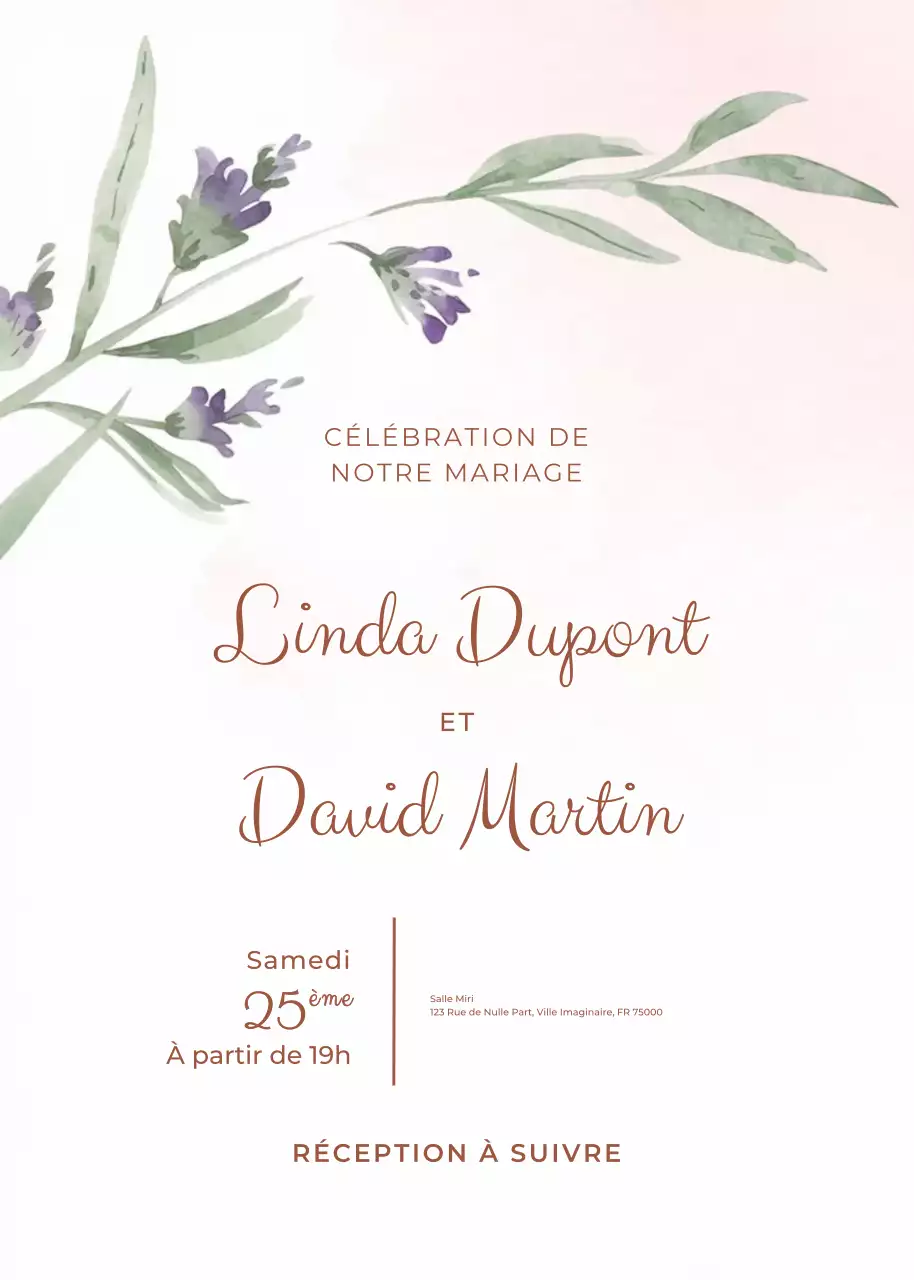 Invitation de mariage beige et élégante