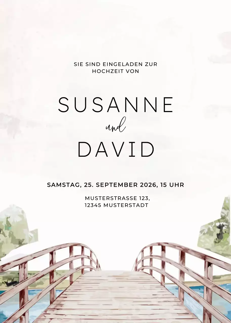 Weiß Minimalistische Hochzeitseinladung