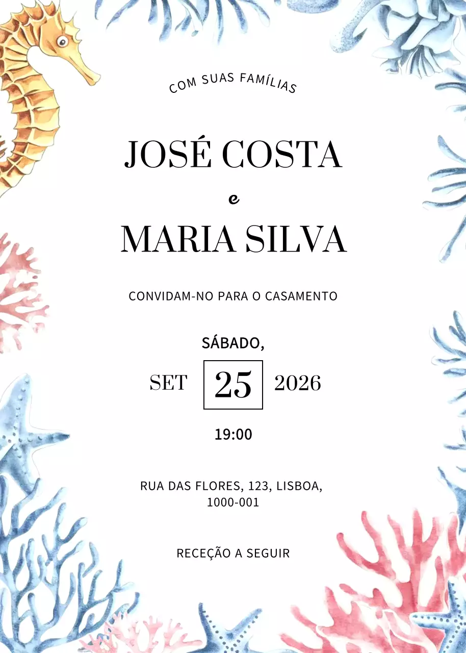Convite de casamento bege e elegante