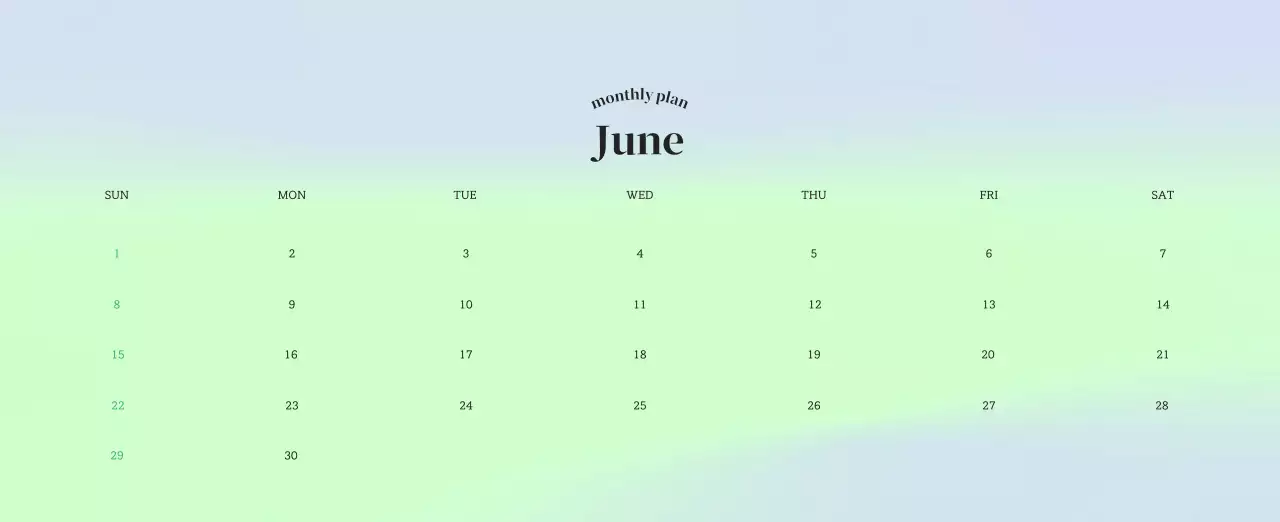 グラデーションミニマルカレンダーカレンダー