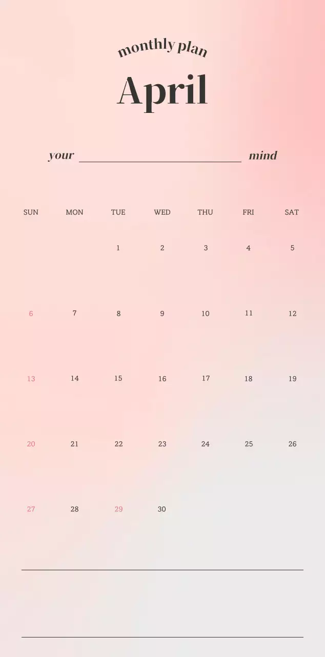 グラデーションミニマルカレンダーカレンダー