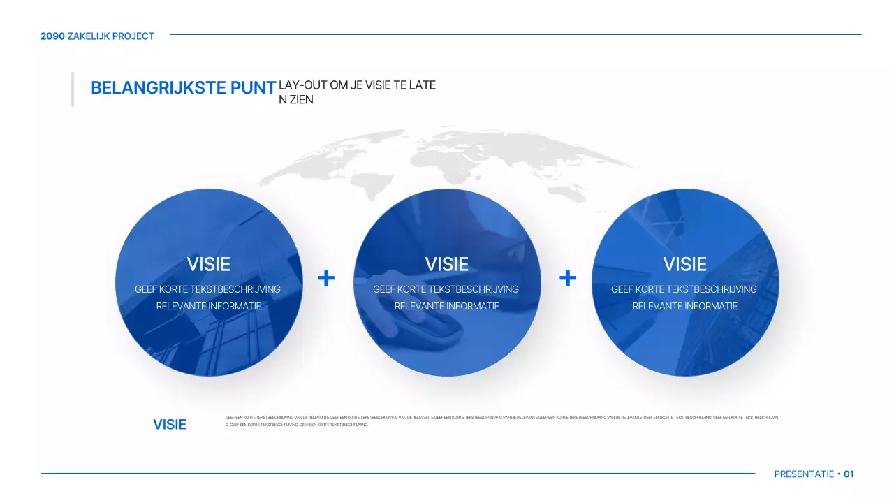 Een eenvoudig globaal bedrijfsplan in wit en blauw
