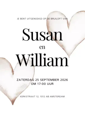 Eenvoudige huwelijksuitnodiging beige