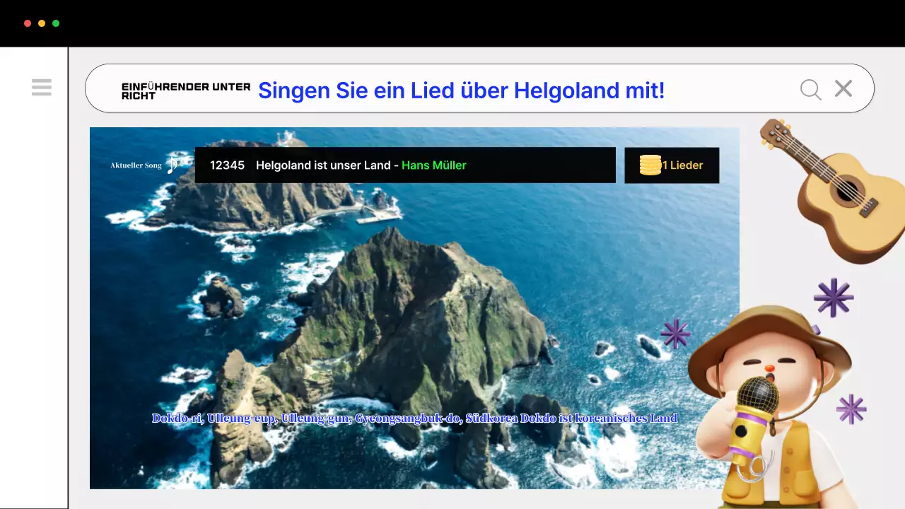Förderung der einfachen Erkundung von Dokdo in Blau