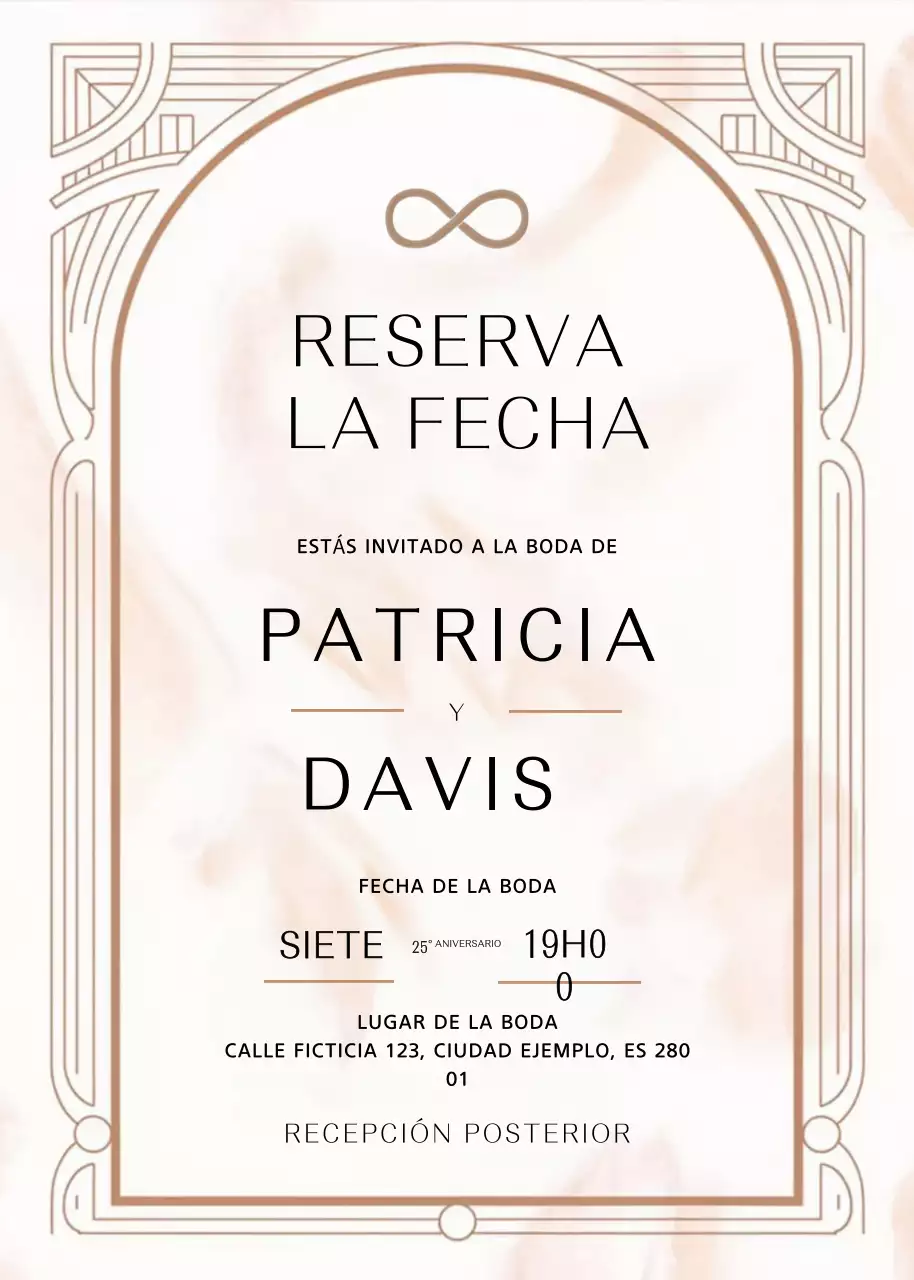 Invitación de boda elegante beige