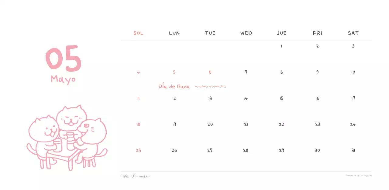 Calendario diario en marfil