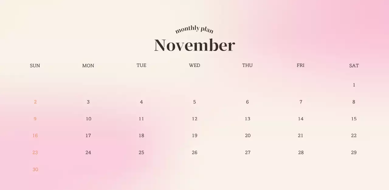 Gradient Minimalist Calendar