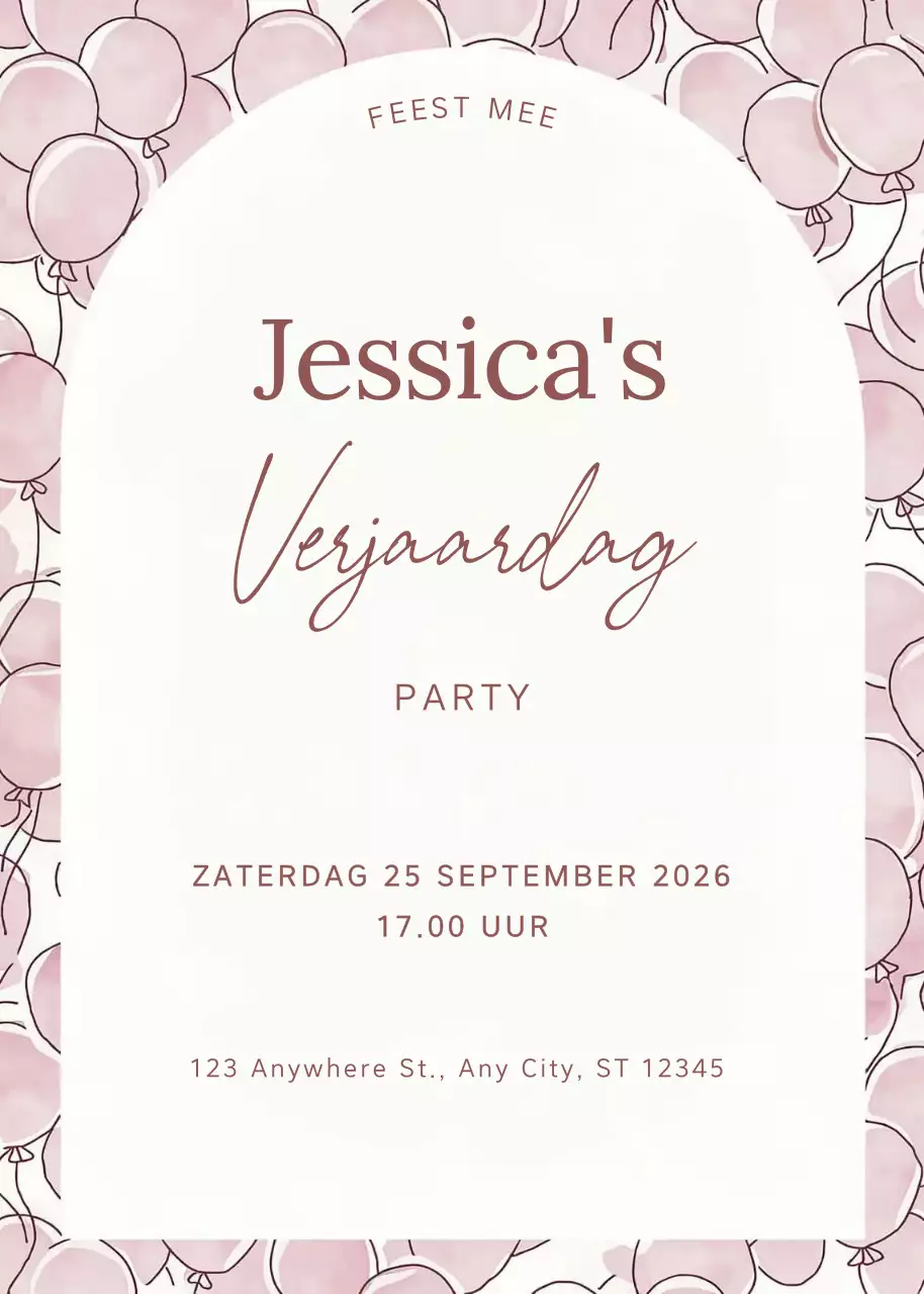 Roze elegante verjaardagsuitnodiging