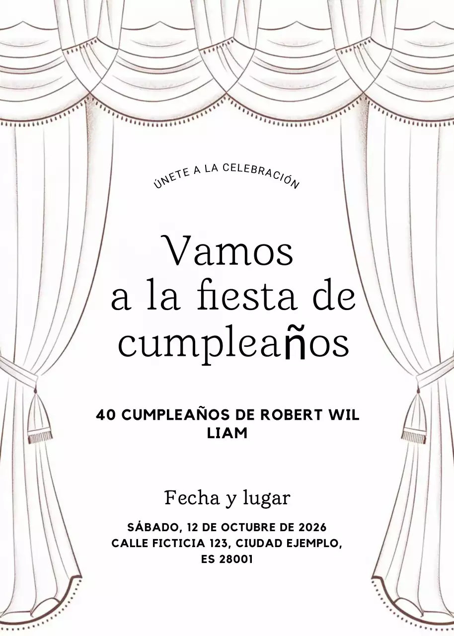 invitación de cumpleaños elegante blanca