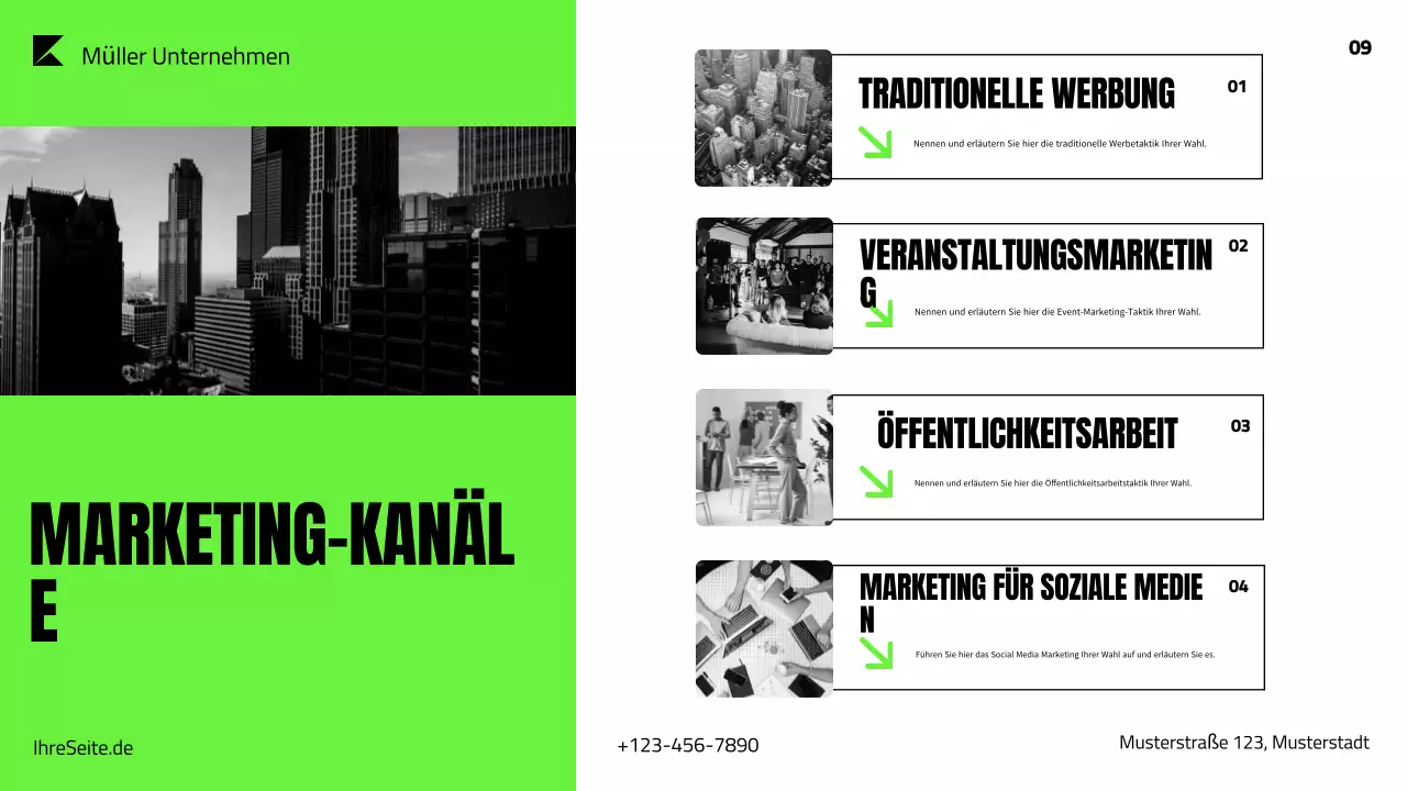 grüner moderner Marketingplan Präsentation