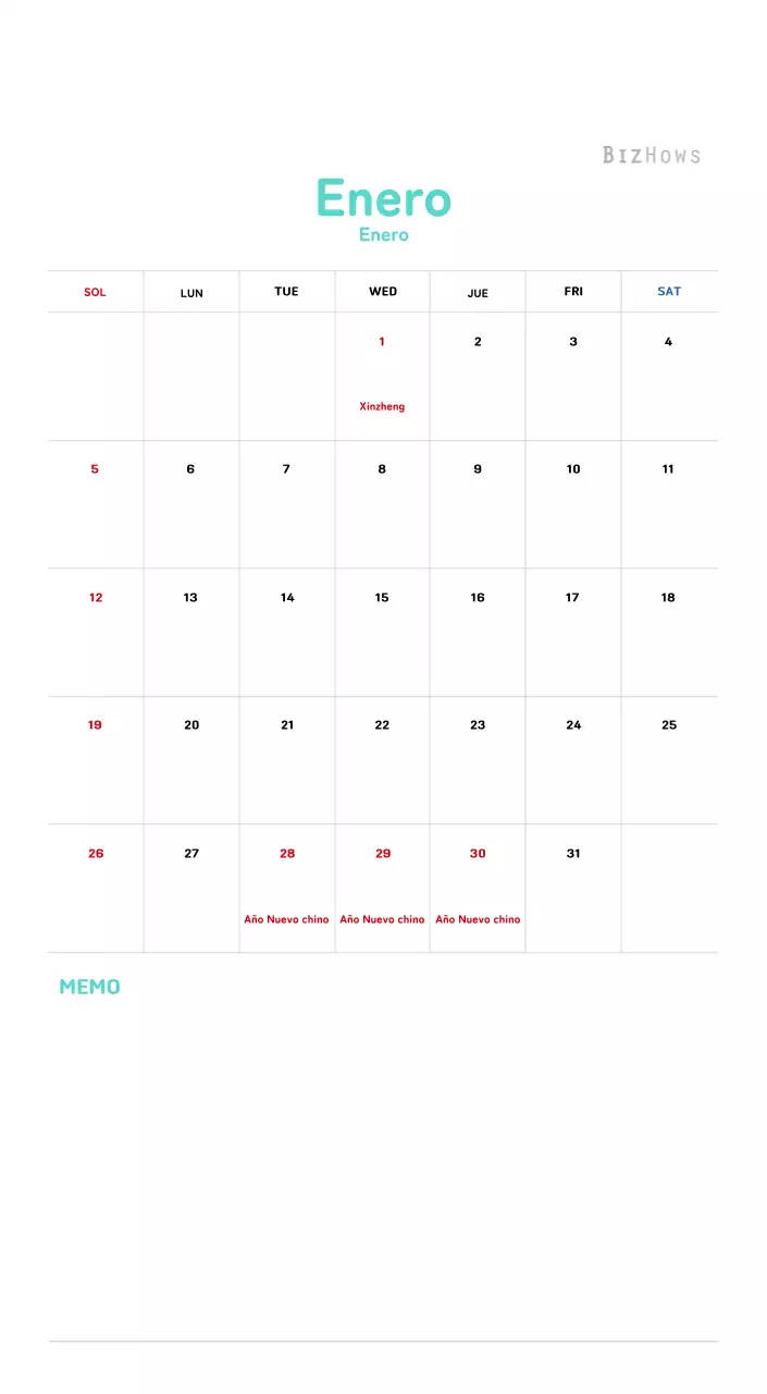 Calendario de Año Nuevo con cálidas ilustraciones