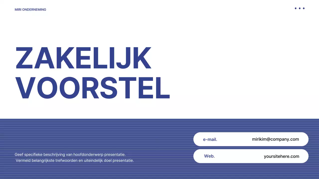 Voorstel met een eenvoudige blauw gestreepte achtergrond