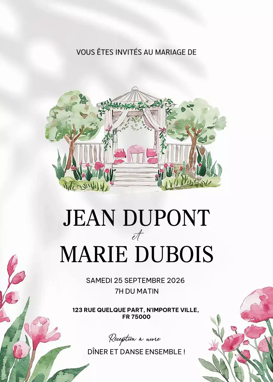 Invitation de mariage élégante et blanche