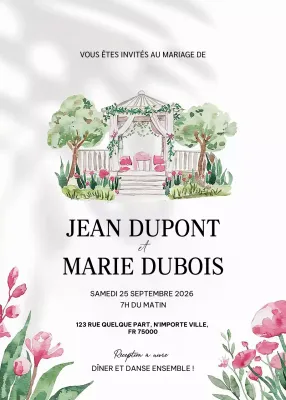 Invitation de mariage élégante et blanche