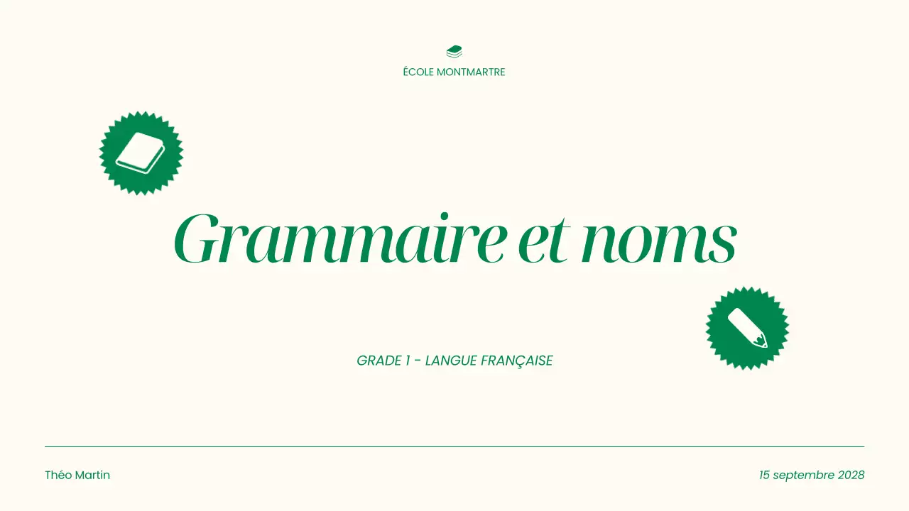Présentation de la grammaire simple beige et des noms
