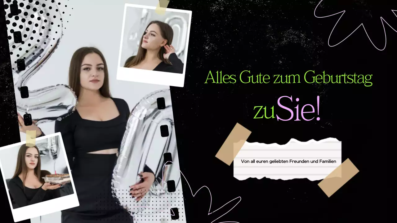 Schwarz und Grün Papier Collage Geburtstag Präsentation