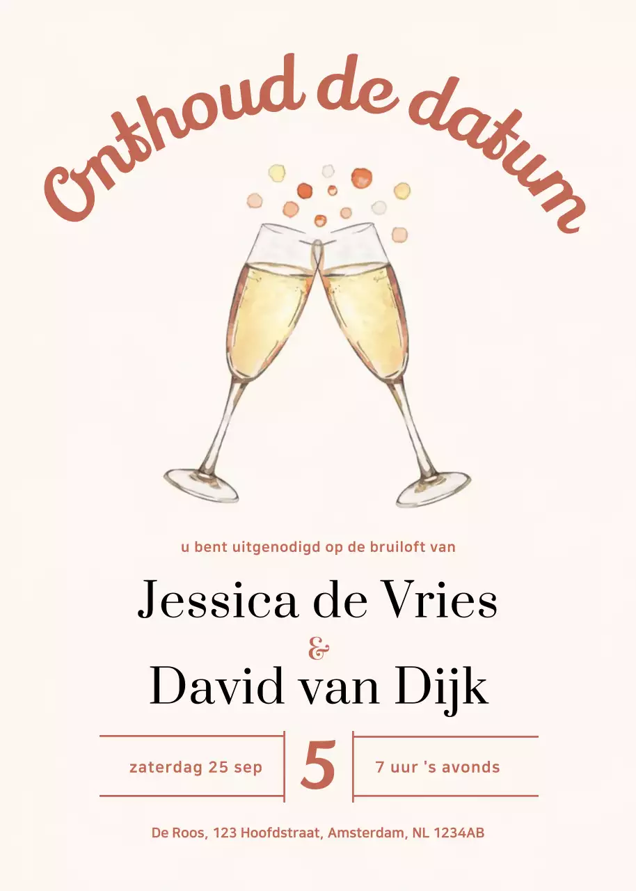 Beige elegante huwelijksuitnodiging