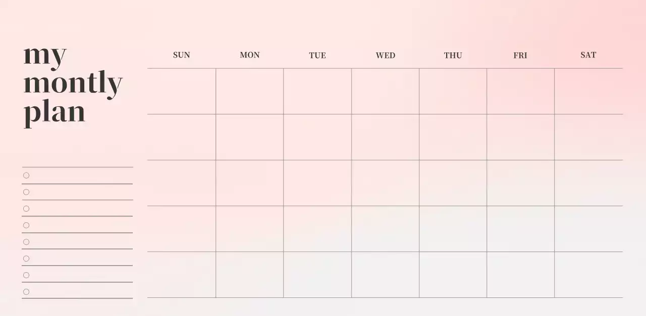Gradient Minimalist Calendar