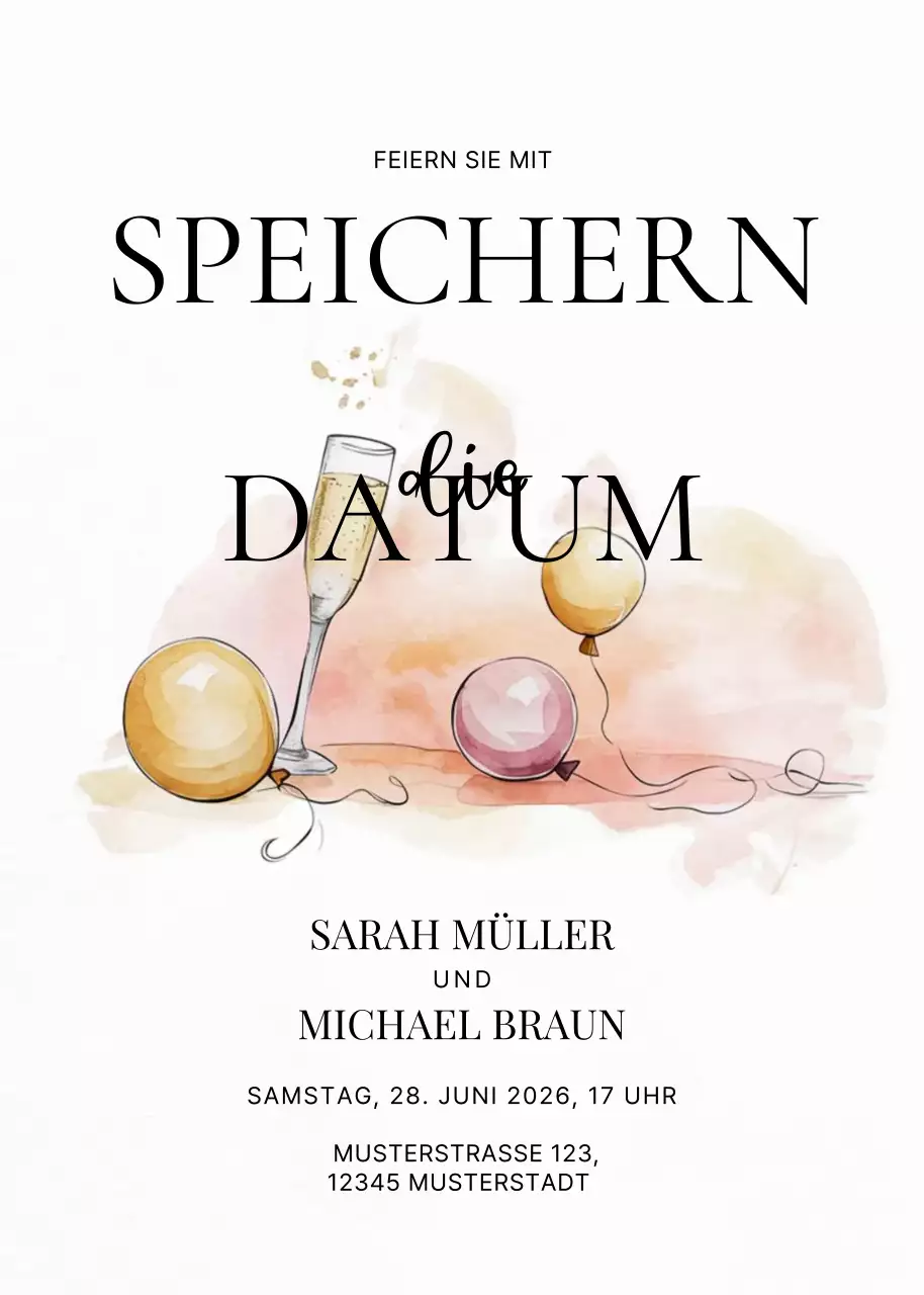 Weiß Elegante Hochzeitseinladung