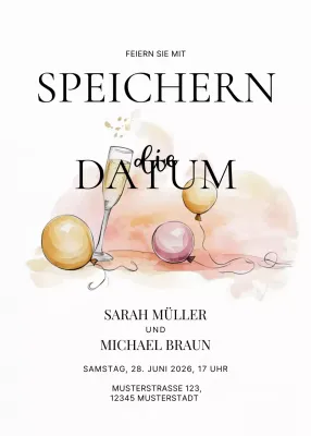 Weiß Elegante Hochzeitseinladung