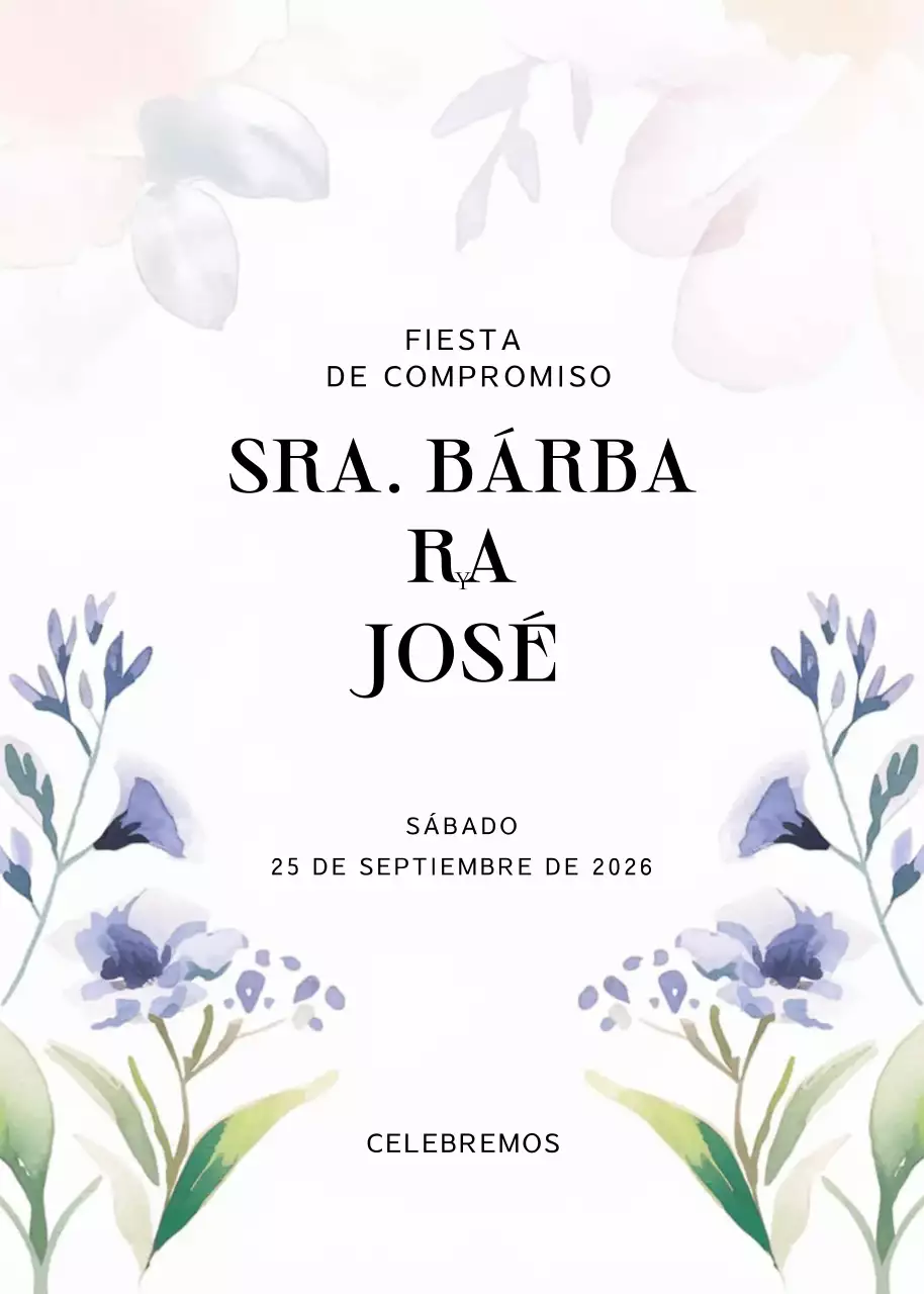 Invitación de compromiso blanca y elegante