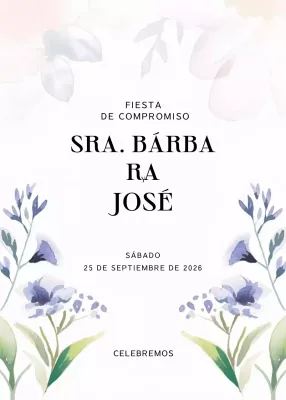 Invitación de compromiso blanca y elegante