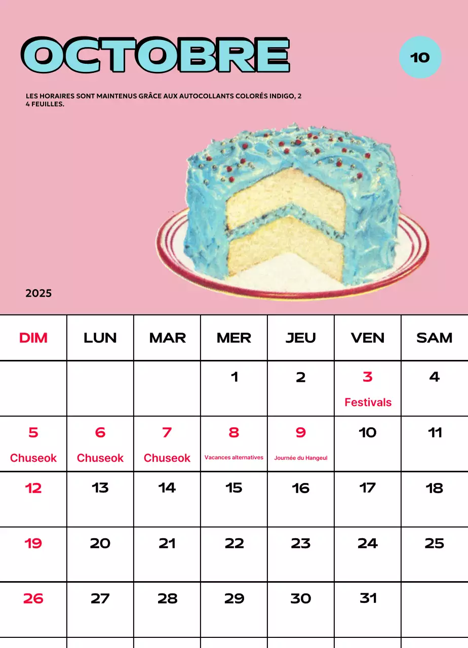 Calendriers colorés avec une variété d'illustrations rétro