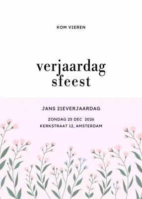 Roze gebloemde verjaardagsuitnodiging
