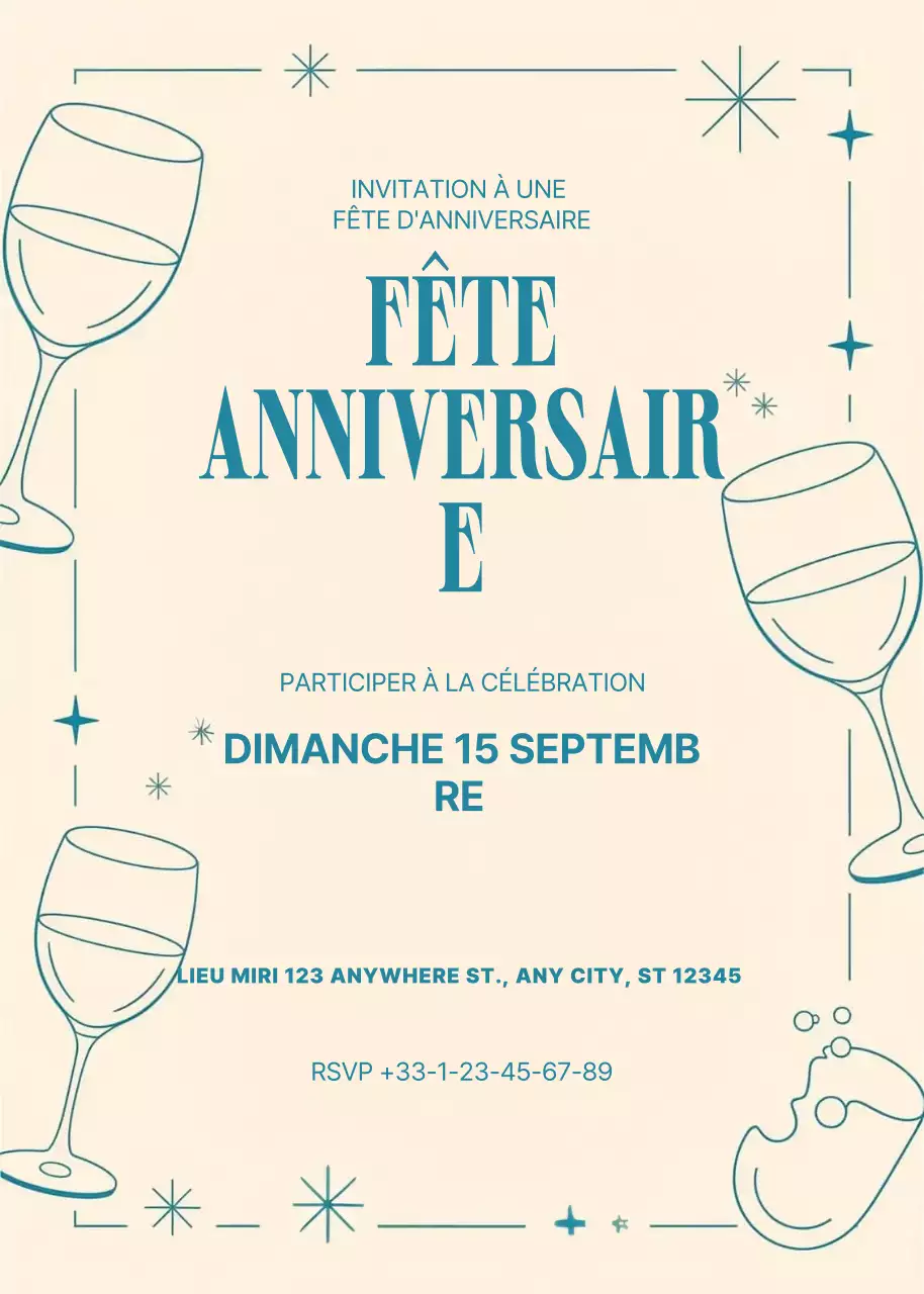Invitation d'anniversaire rétro beige