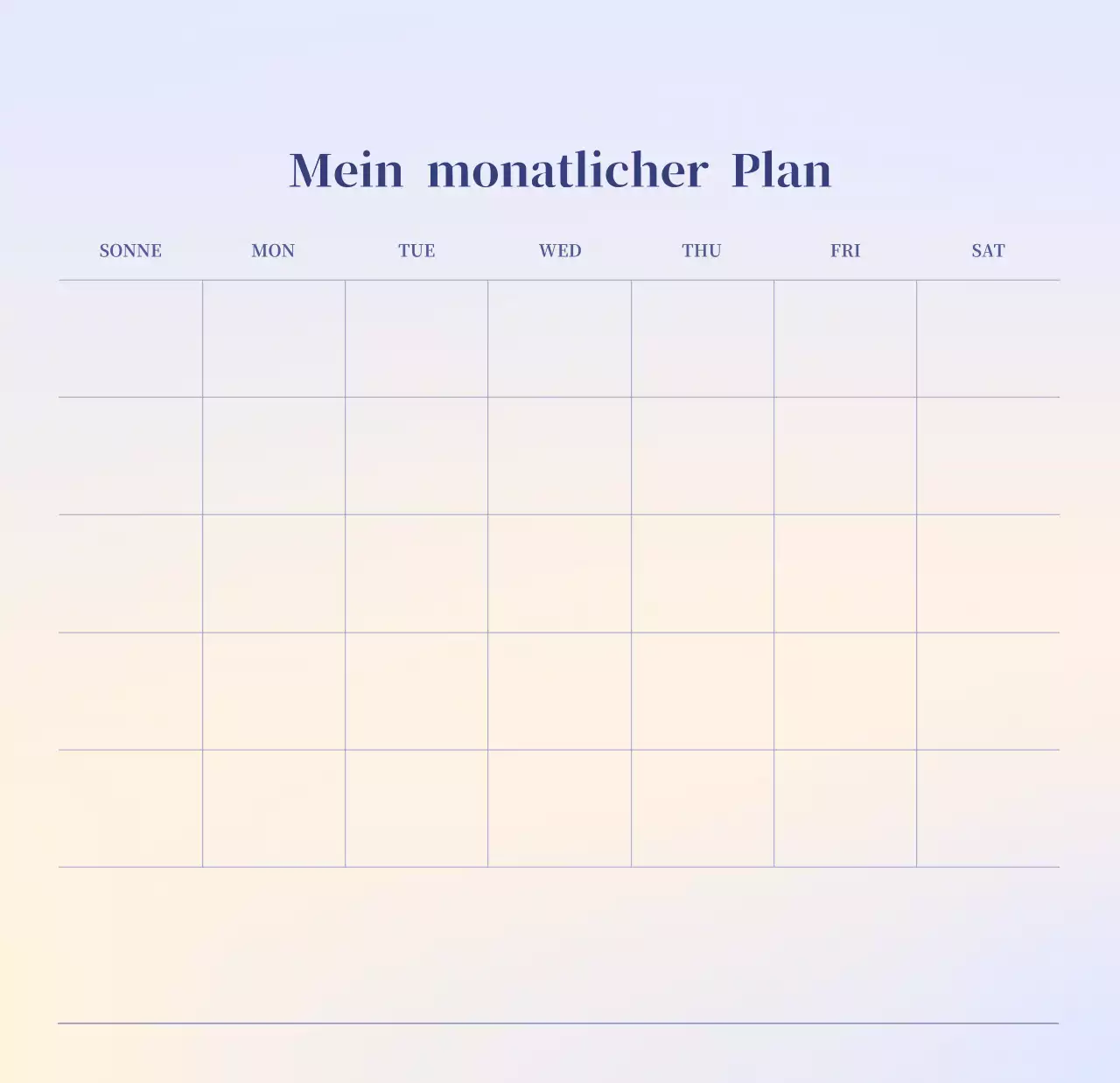 Minimalistischer Kalender mit Farbverlauf