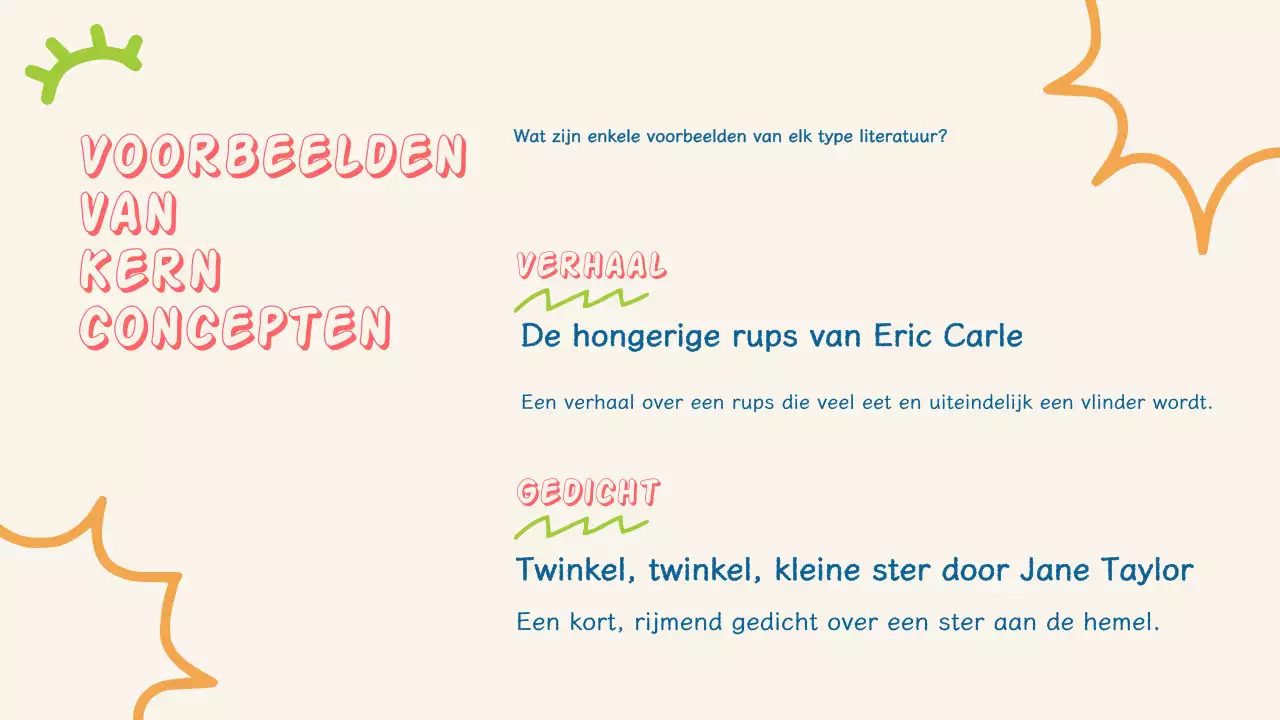 Eenvoudige en kleurrijke literatuurpresentatie voor kinderen
