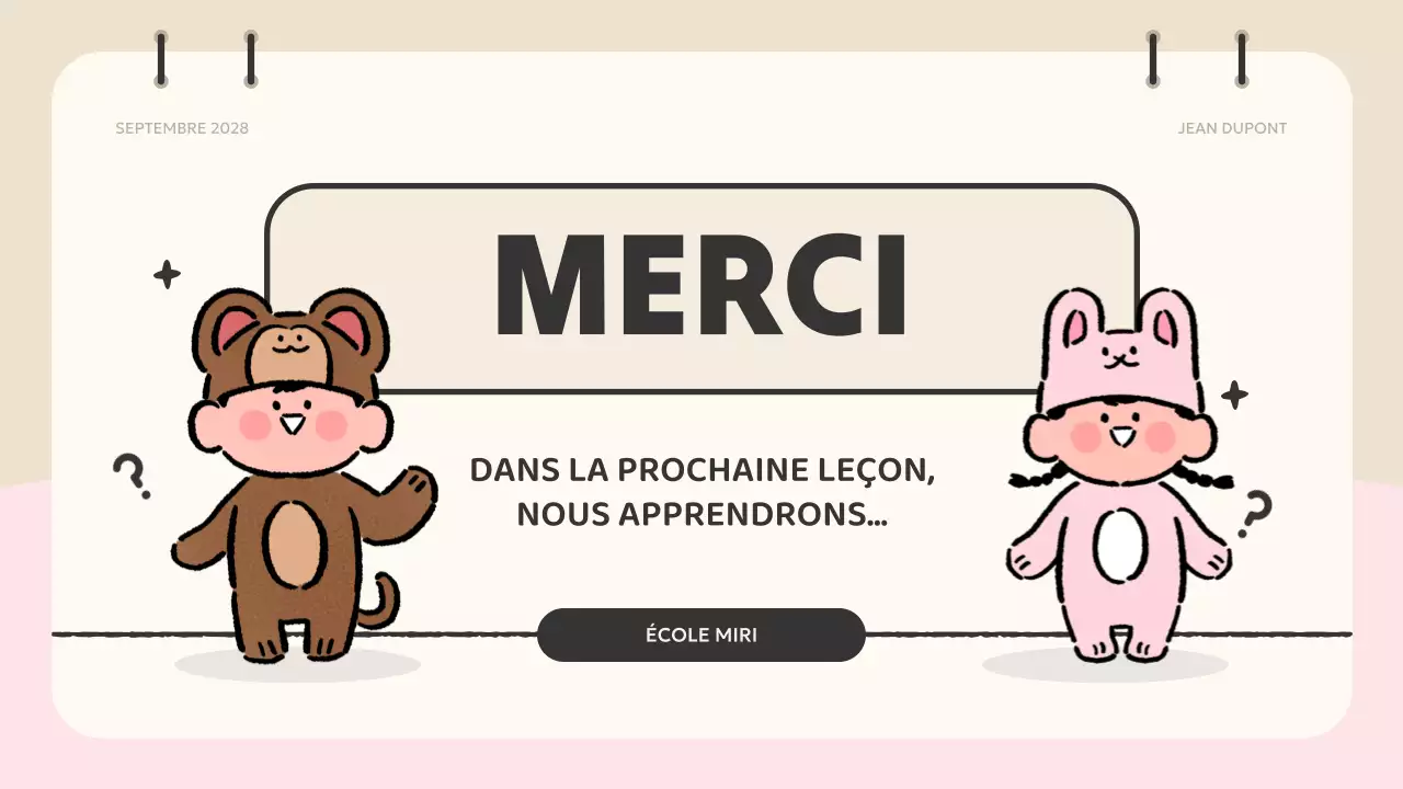 beige animation quiz material