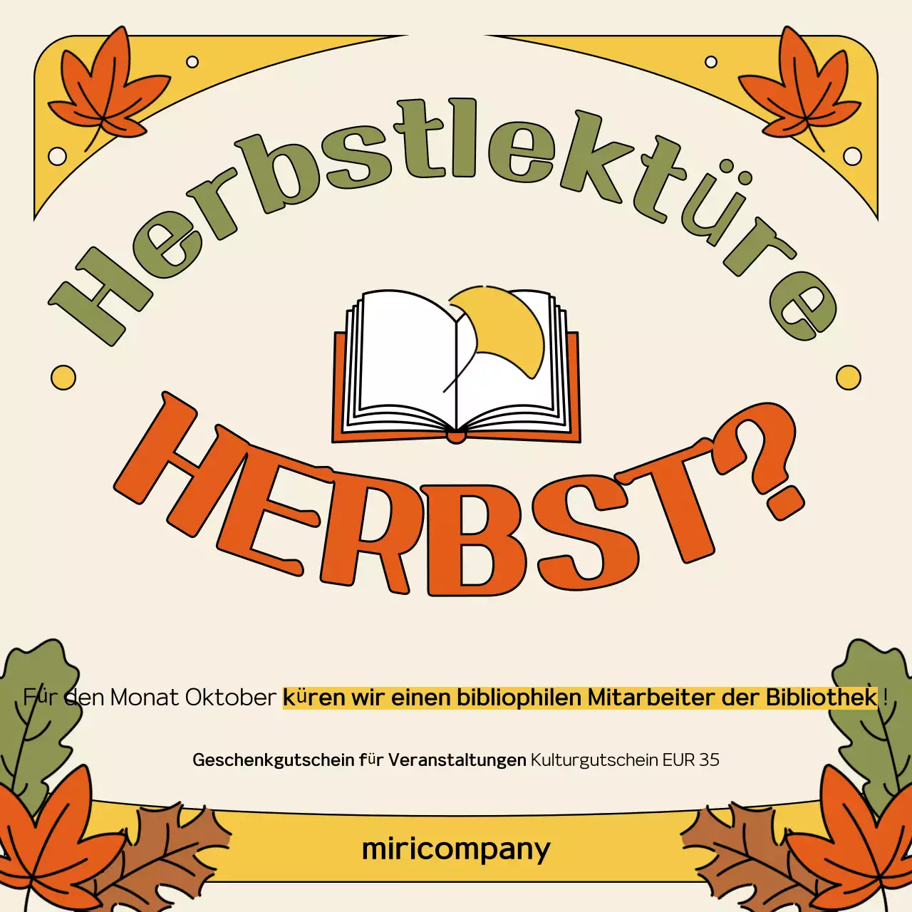 Beige Vintage Leseveranstaltung