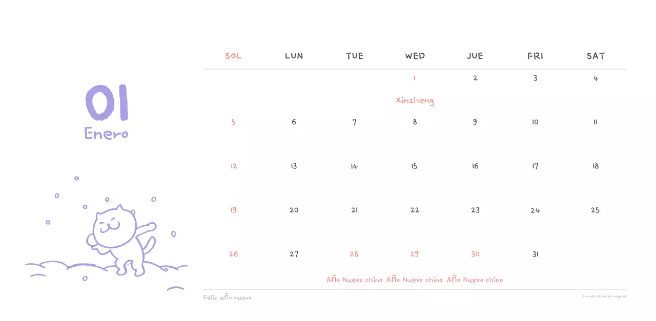 Calendario diario en marfil