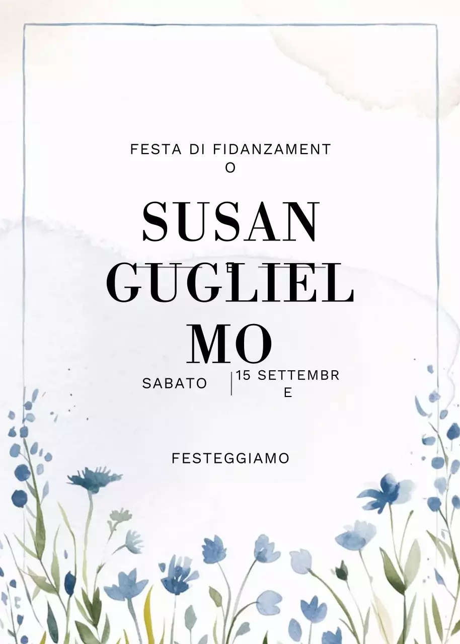 Invito di fidanzamento elegante blu