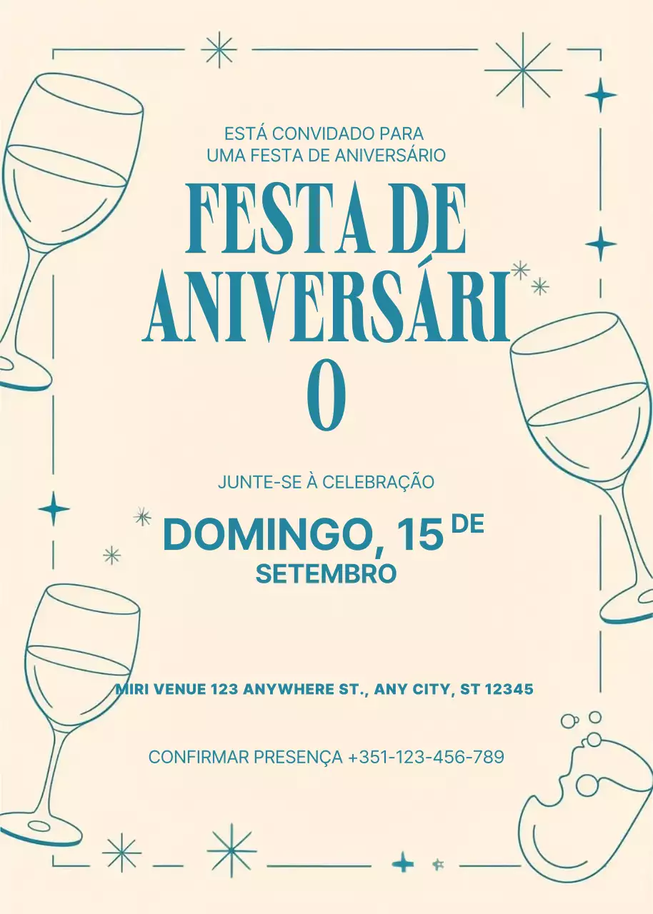 Convite de aniversário retro bege
