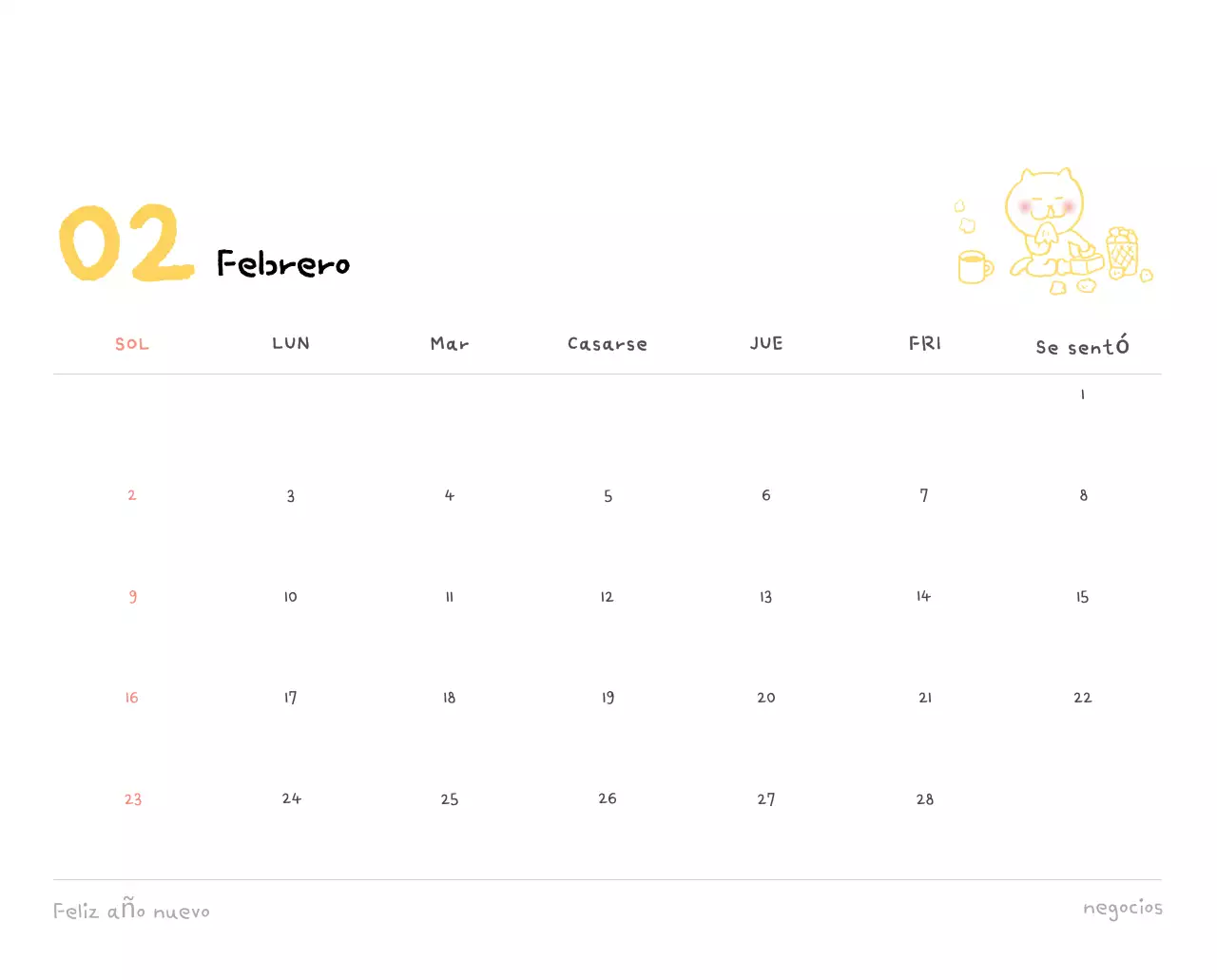 Calendario diario en marfil
