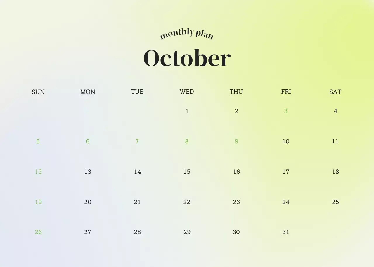 Gradient Minimalist Calendar