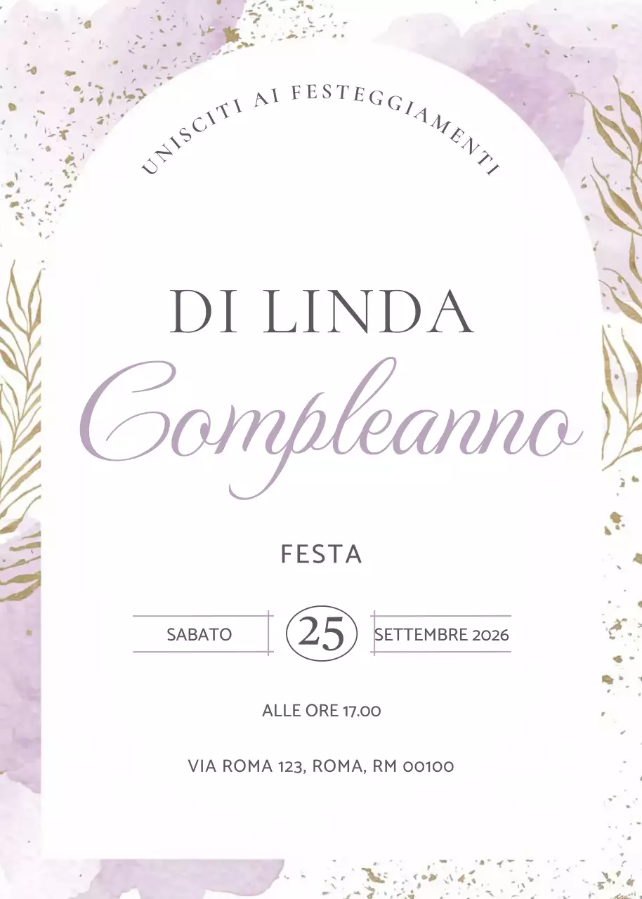 Invito di compleanno elegante viola
