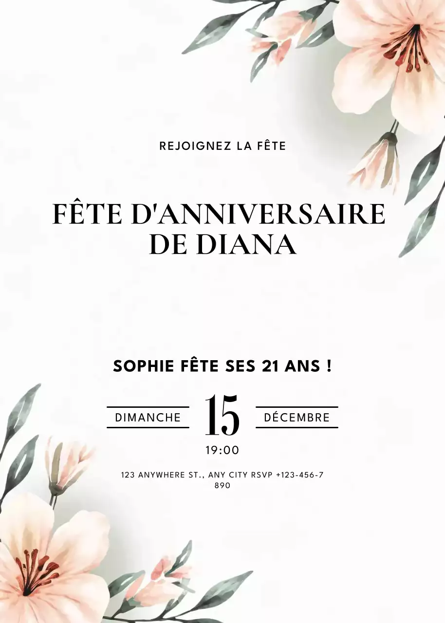 invitation d'anniversaire élégante et blanche