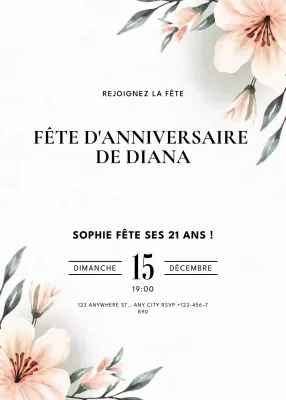 invitation d'anniversaire élégante et blanche