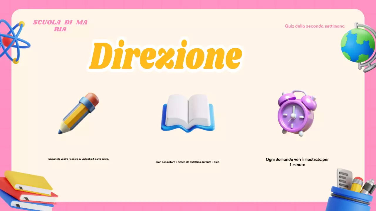 Materiale moderno e colorato per le lezioni a quiz