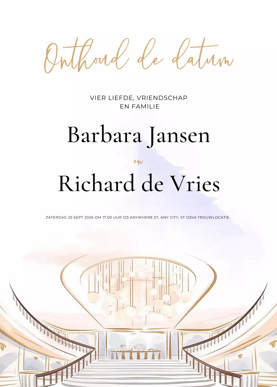 Witte elegante huwelijksuitnodiging